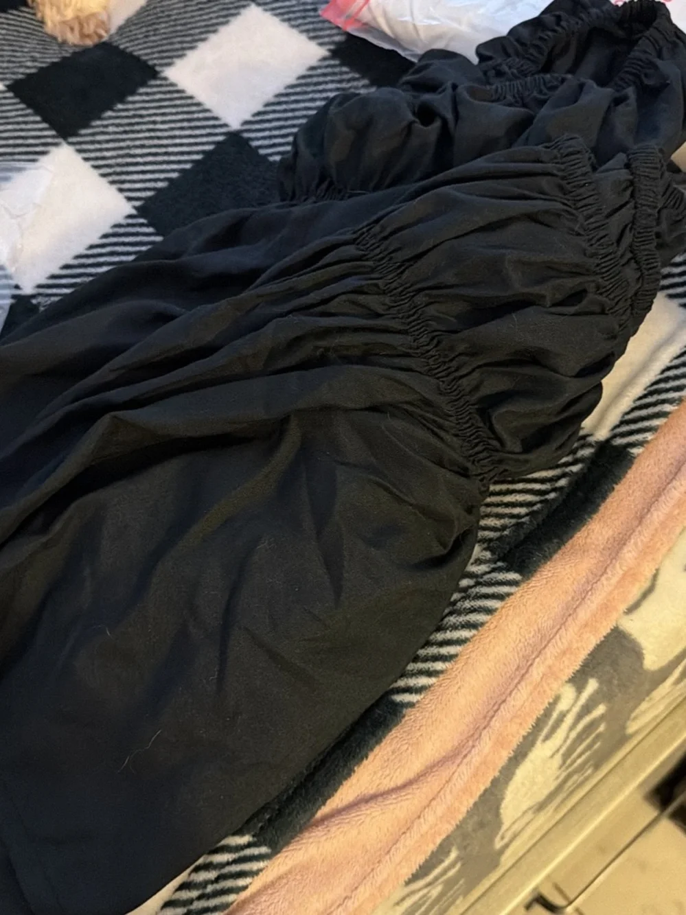 Black Ruched Elastic king sizes Skirt